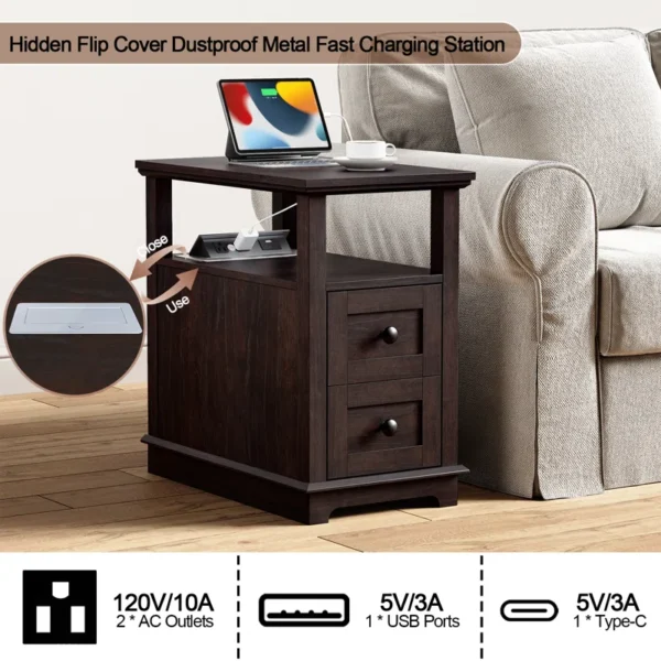 Eric Woodworks™ NovaTech Charging End Table – Smart Storage with Built-in Charging Station - Image 7