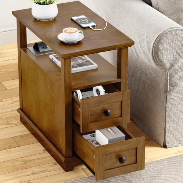 Eric Woodworks™ NovaTech Charging End Table – Smart Storage with Built-in Charging Station - Image 6