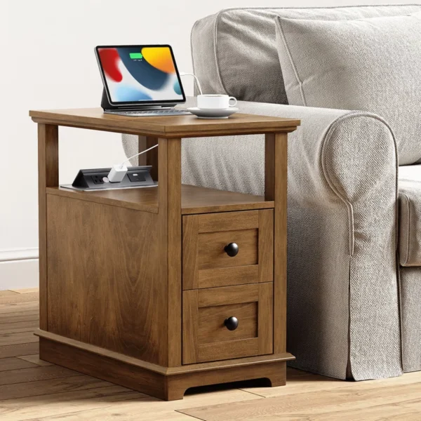 Eric Woodworks™ NovaTech Charging End Table – Smart Storage with Built-in Charging Station - Image 5