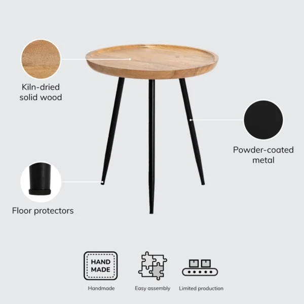 Eric Woodworks Verona™ Solid Wood Tray Top End Table - Image 10