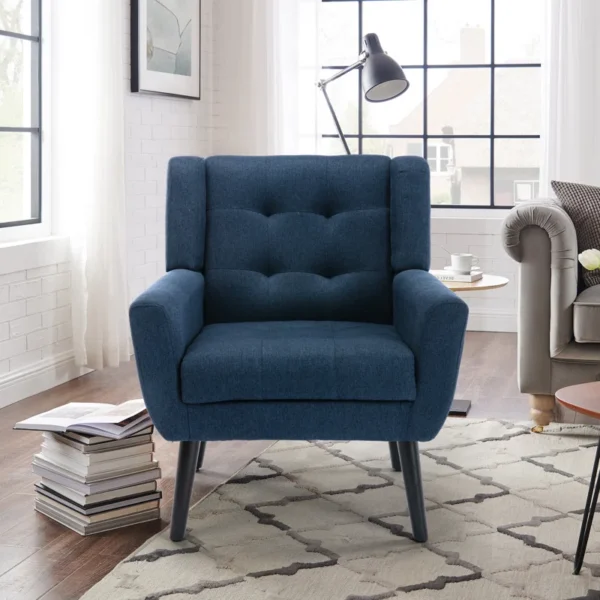 Eric Woodworks Tufted Upholstered Wide Back Armchair - Image 2