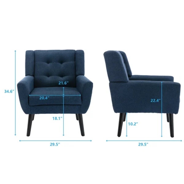 Eric Woodworks Tufted Upholstered Wide Back Armchair - Image 4