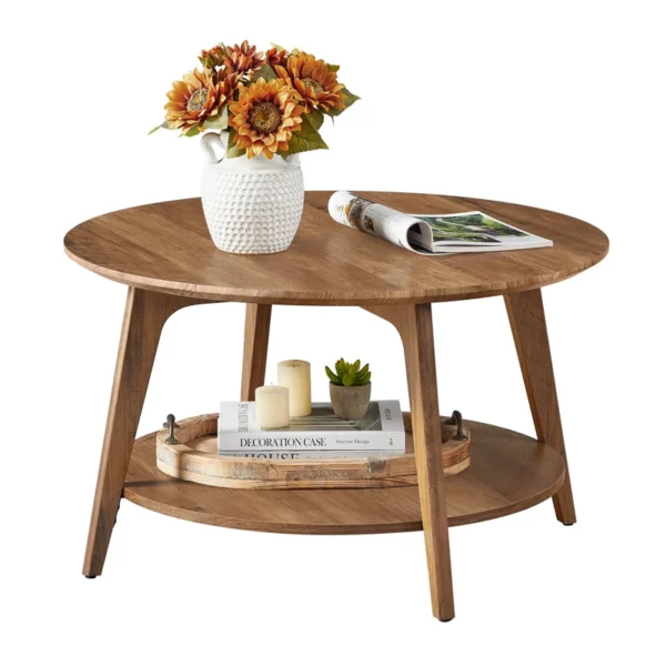 Coffee Table With 2-Tier Storage Shelves – Modern & Durable - Image 2