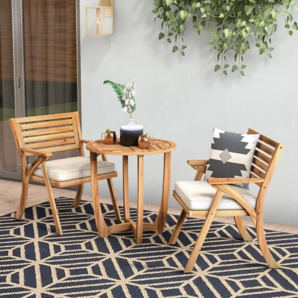Eric Woodworks™ 2-Person Round Outdoor Dining Set – Handcrafted in Kenya - Image 2