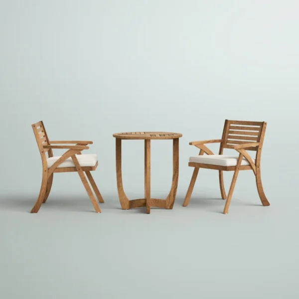 Eric Woodworks™ 2-Person Round Outdoor Dining Set – Handcrafted in Kenya - Image 5