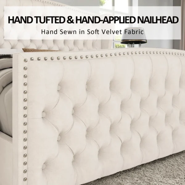 Eric Woodworks DuJuan™ Deep Button Tufted Upholstered Bed – King Size - Image 6