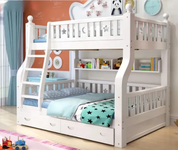 Simplicity Multifunctional Mother & Child Bunk Wooden Bed – Space-Saving & Durable - Image 4