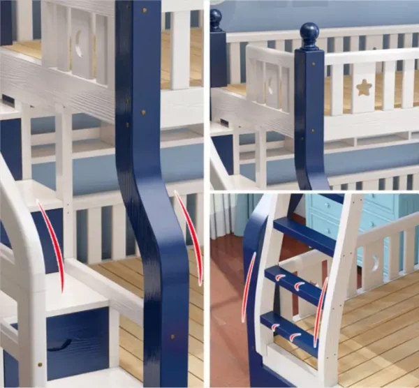 Simplicity Multifunctional Mother & Child Bunk Wooden Bed – Space-Saving & Durable - Image 5