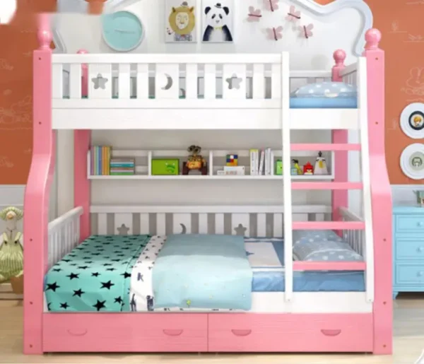 Simplicity Multifunctional Mother & Child Bunk Wooden Bed – Space-Saving & Durable - Image 9