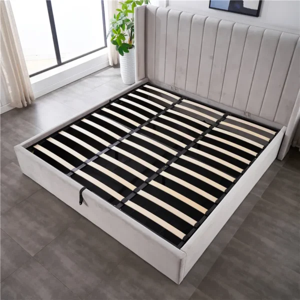 Lift-Up Velvet Storage Bed Frame