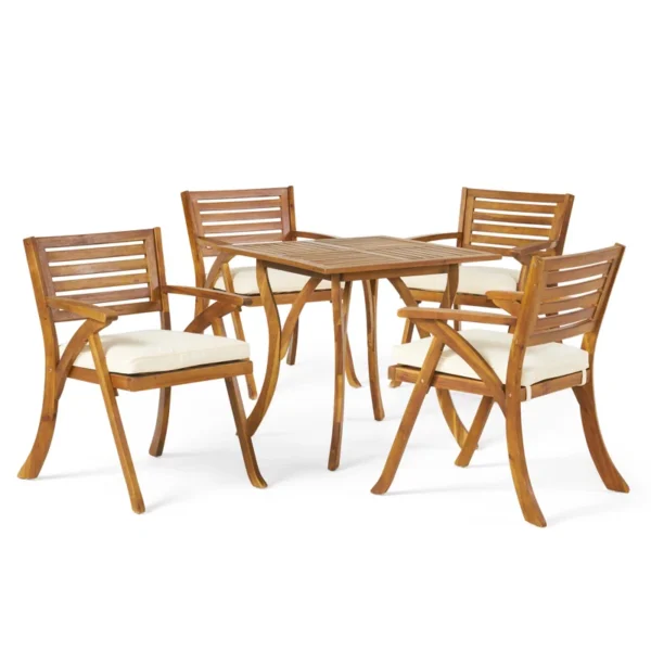 Eric Woodworks™ Hamlig – 4-Person Square Outdoor Dining Set with Cushions - Image 12