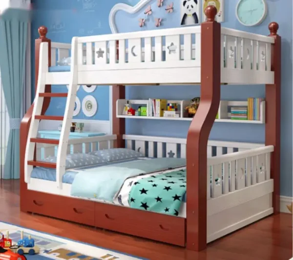 Simplicity Multifunctional Mother & Child Bunk Wooden Bed – Space-Saving & Durable - Image 7