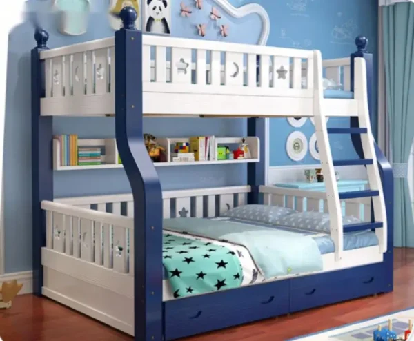 Simplicity Multifunctional Mother & Child Bunk Wooden Bed – Space-Saving & Durable