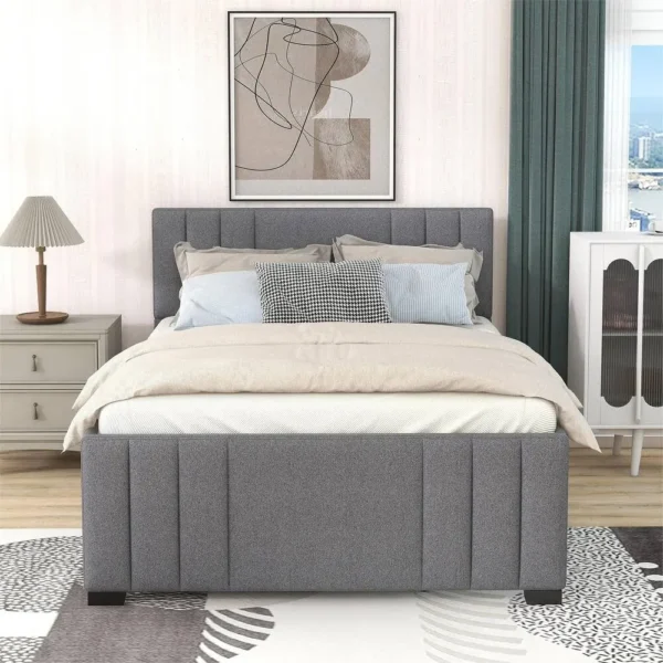 Modern Upholstered Trundle Bed with Storage