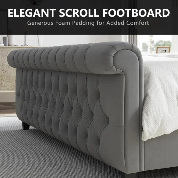 Eric Woodworks™ Royale Velvet Bed – Luxury Tufted Queen Bed Frame - Image 2