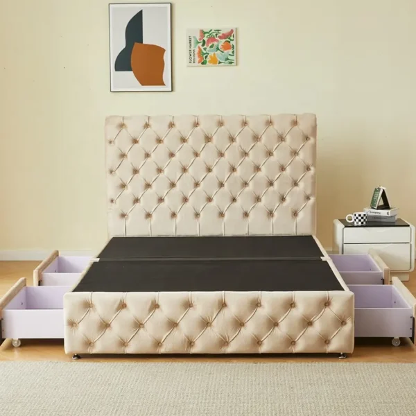 King Size Upholstered Storage Bed with Drawers