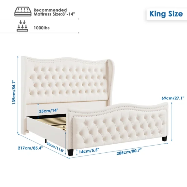 Eric Woodworks Metter™ Upholstered Wingback Bed – King Size - Image 4