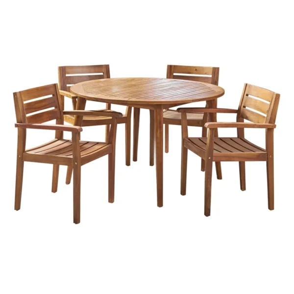 Eric Woodworks™ Schmitz Rustic – 4-Seater Round Outdoor Dining Set - Image 2