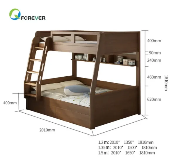 Forever™ Kids Wooden Bunk Bed with Drawers – Space-Saving Storage Solution - Image 3