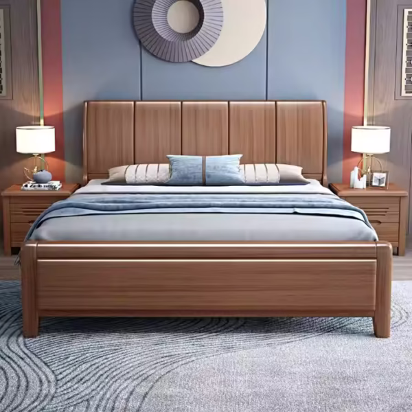 Solid Oak Carved Panel Electric Bed Frame – Luxury Walnut Finish (King/Queen Sizes) - Image 4