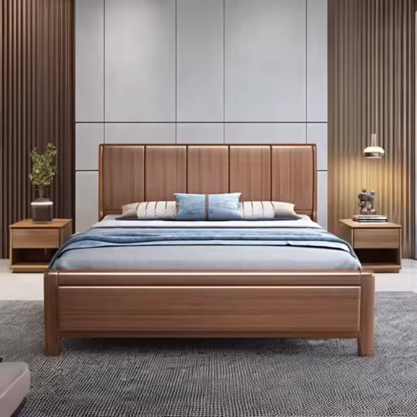 Solid Oak Carved Panel Electric Bed Frame – Luxury Walnut Finish (King/Queen Sizes) - Image 6