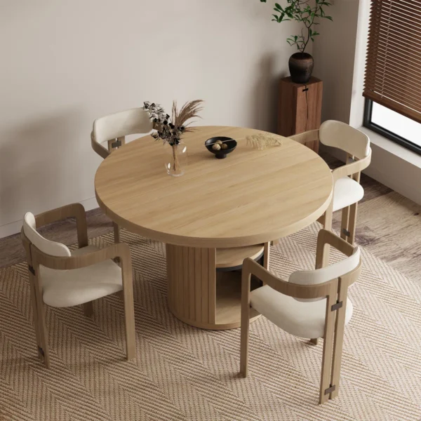 Eric Woodworks™ 47" Farmhouse Round Dining Table with Storage - Image 2