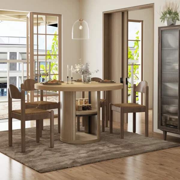 Eric Woodworks™ 47" Farmhouse Round Dining Table with Storage - Image 4