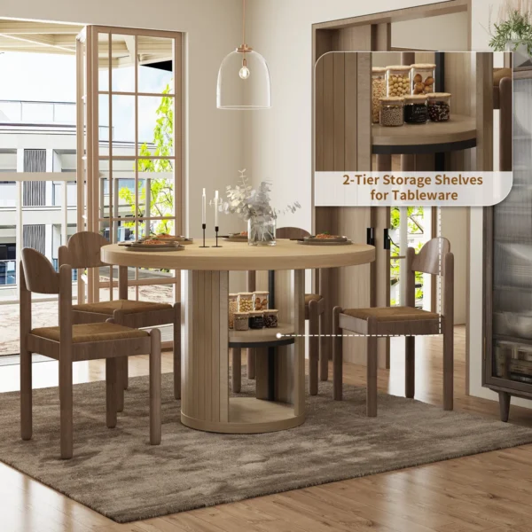 Eric Woodworks™ 47" Farmhouse Round Dining Table with Storage - Image 7