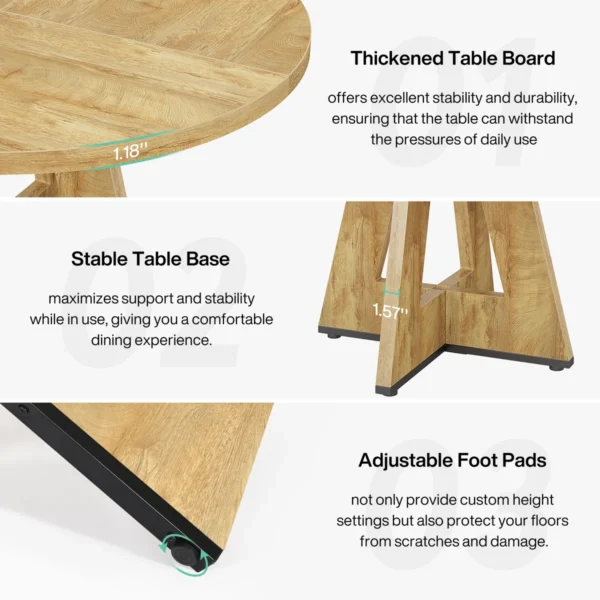 Eric Woodworks™ 47" Round Farmhouse Dining Table for 4 - Image 11