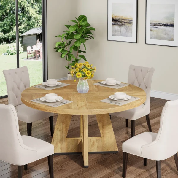 Eric Woodworks™ 47" Round Farmhouse Dining Table for 4 - Image 9