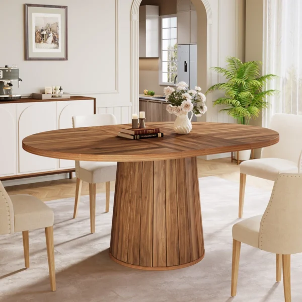 Eric Woodworks™ 55" Oval Dining Table with Wood Base - Image 2