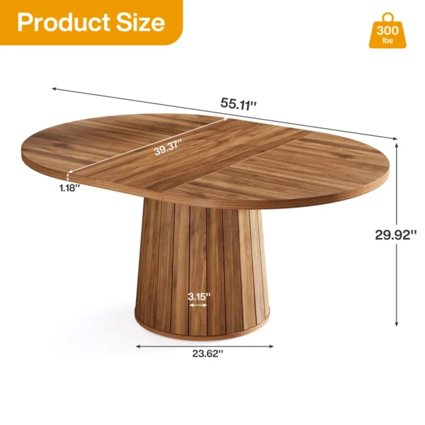 Eric Woodworks™ 55" Oval Dining Table with Wood Base - Image 3