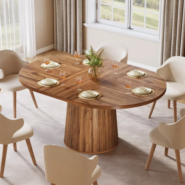 Eric Woodworks™ 55" Oval Dining Table with Wood Base - Image 4