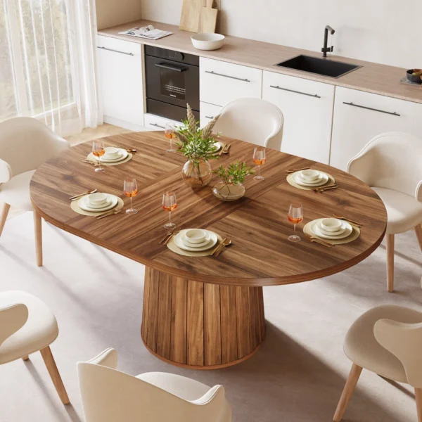 Eric Woodworks™ 55" Oval Dining Table with Wood Base - Image 6