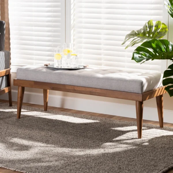 Aaidah™ Polyester Upholstered Dining Bench – Tufted Mid-Century Seating, Solid Wood Frame, 2-Person Capacity - Image 11