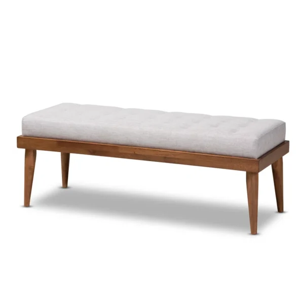 Aaidah™ Polyester Upholstered Dining Bench – Tufted Mid-Century Seating, Solid Wood Frame, 2-Person Capacity - Image 3