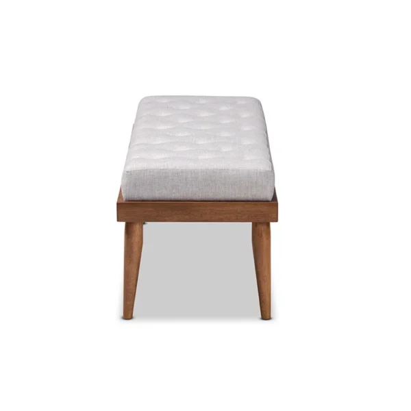 Aaidah™ Polyester Upholstered Dining Bench – Tufted Mid-Century Seating, Solid Wood Frame, 2-Person Capacity - Image 2