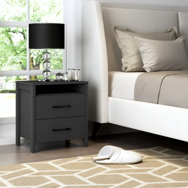 Allysyn™ 22.7" 2-Drawer Nightstand with Open Shelf – Modern Minimalist Bedside Table - Image 4