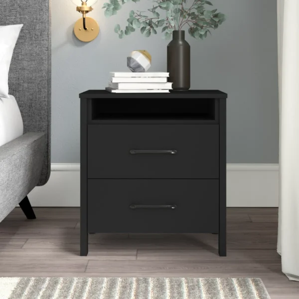 Allysyn™ 22.7" 2-Drawer Nightstand with Open Shelf – Modern Minimalist Bedside Table - Image 6