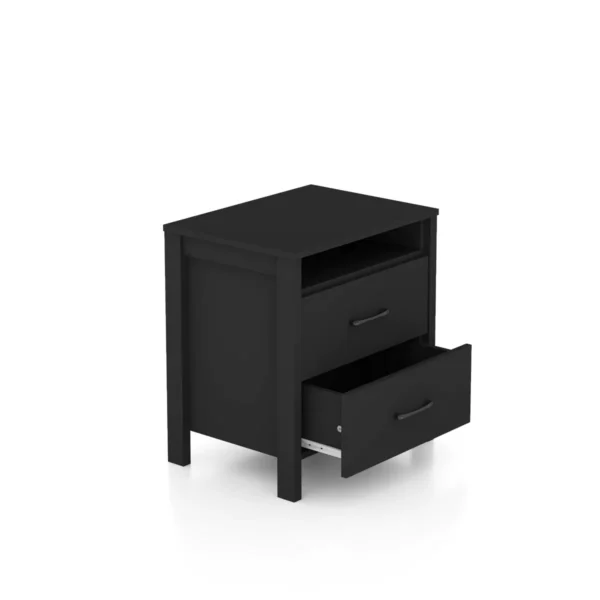 Allysyn™ 22.7" 2-Drawer Nightstand with Open Shelf – Modern Minimalist Bedside Table - Image 2