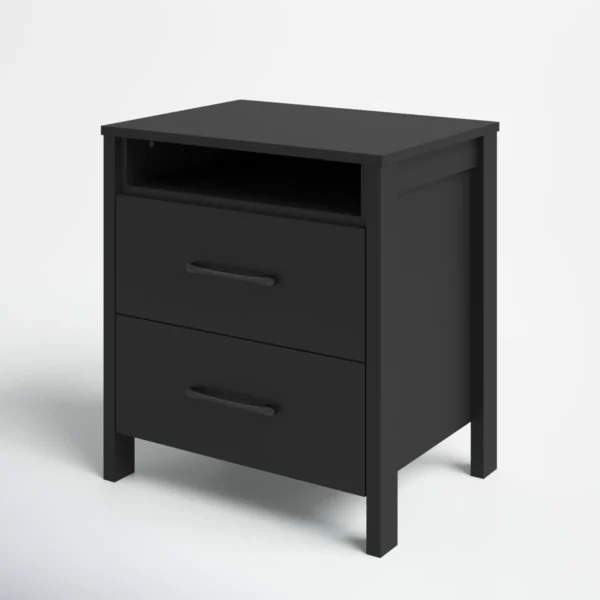 Allysyn™ 22.7" 2-Drawer Nightstand with Open Shelf – Modern Minimalist Bedside Table - Image 8
