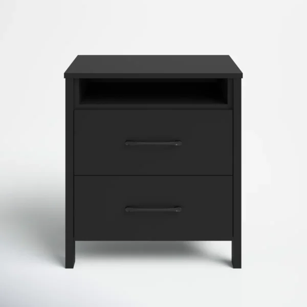 Allysyn™ 22.7" 2-Drawer Nightstand with Open Shelf – Modern Minimalist Bedside Table - Image 9