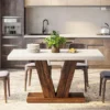 Eric Woodworks Bernadete White & Brown Dining Table for 4