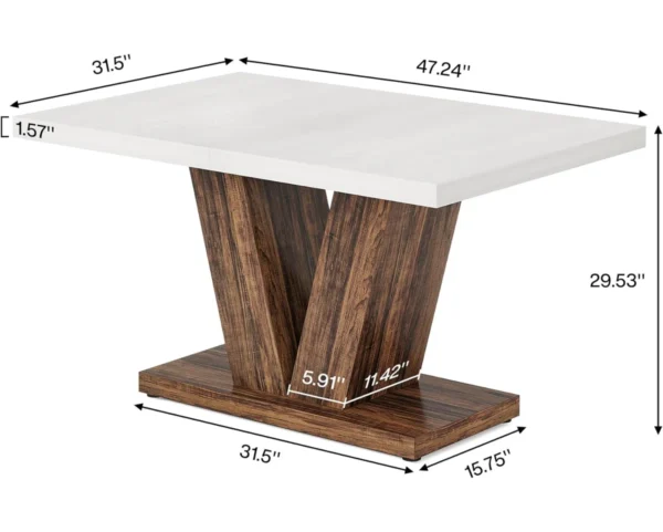 Eric Woodworks™ Bernadete White & Brown Dining Table for 4 - Image 3