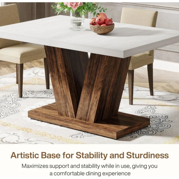 Eric Woodworks™ Bernadete White & Brown Dining Table for 4 - Image 7