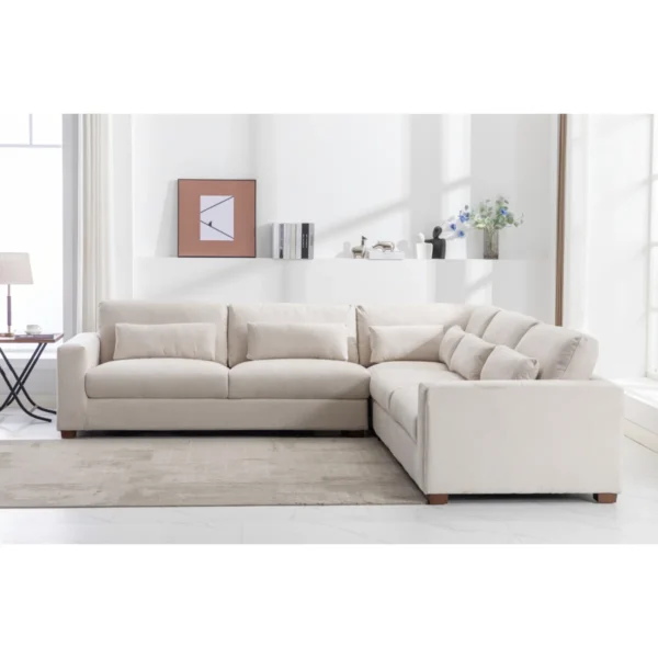 Eric Woodworks™ Icelyn 3-Piece Modern Upholstered Corner Sectional Sofa with 6 Throw Pillows - Image 2