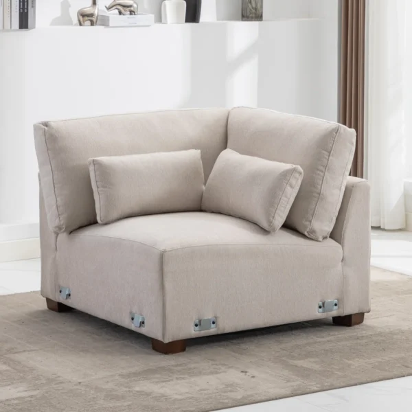 Eric Woodworks™ Icelyn 3-Piece Modern Upholstered Corner Sectional Sofa with 6 Throw Pillows - Image 11