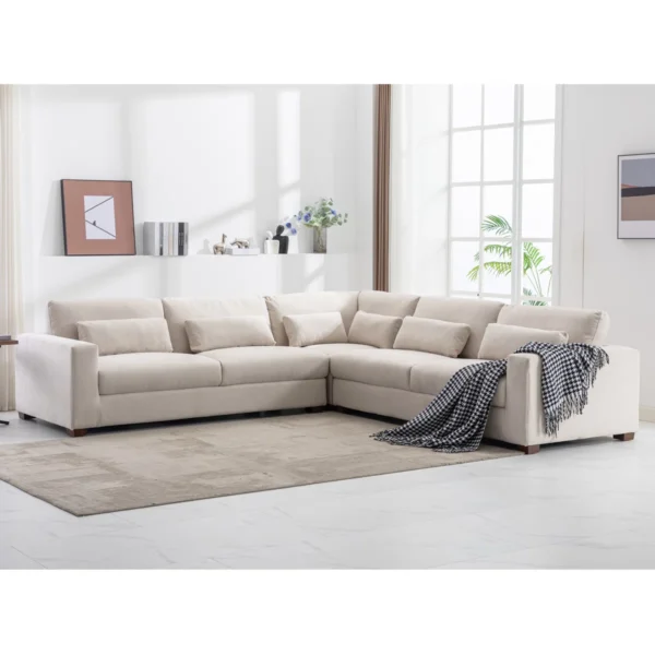 Eric Woodworks™ Icelyn 3-Piece Modern Upholstered Corner Sectional Sofa with 6 Throw Pillows - Image 3