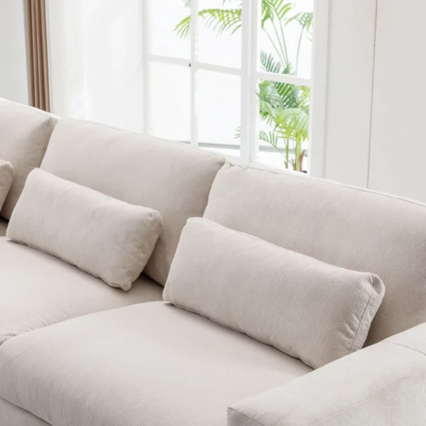 Eric Woodworks™ Icelyn 3-Piece Modern Upholstered Corner Sectional Sofa with 6 Throw Pillows - Image 8