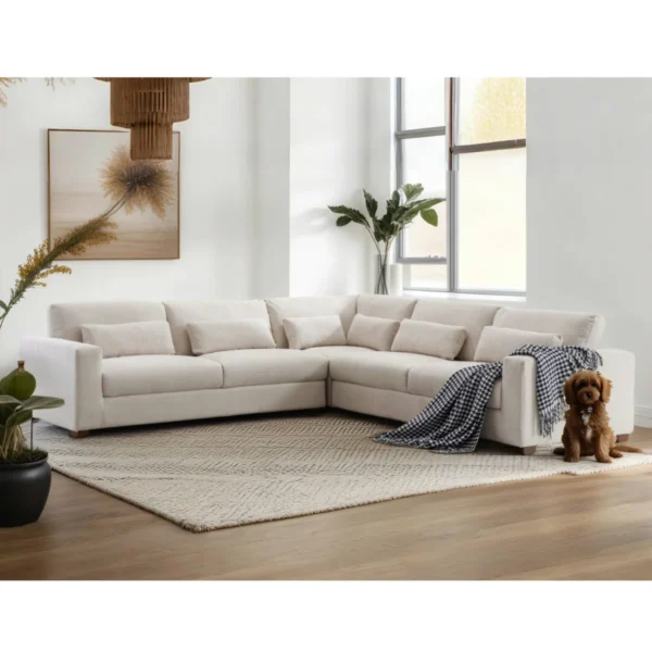 Eric Woodworks™ Icelyn 3-Piece Modern Upholstered Corner Sectional Sofa with 6 Throw Pillows - Image 10
